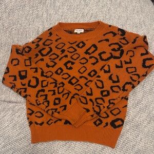 Velzera Leopard Print Sweater – Women’s Small Rust Orange Black Animal Print